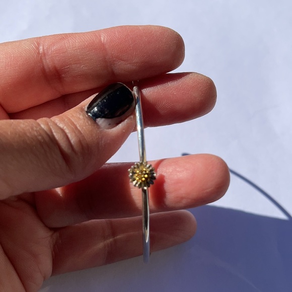 Silver gold fill bangle Handmade - Picture 3 of 5